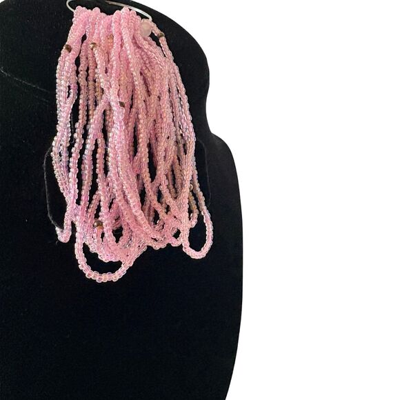 1990 Avon Seed Bead Pink Multi-Strand Bracelet with Gold Metal Accents, OS - NIB - Picture 2 of 3